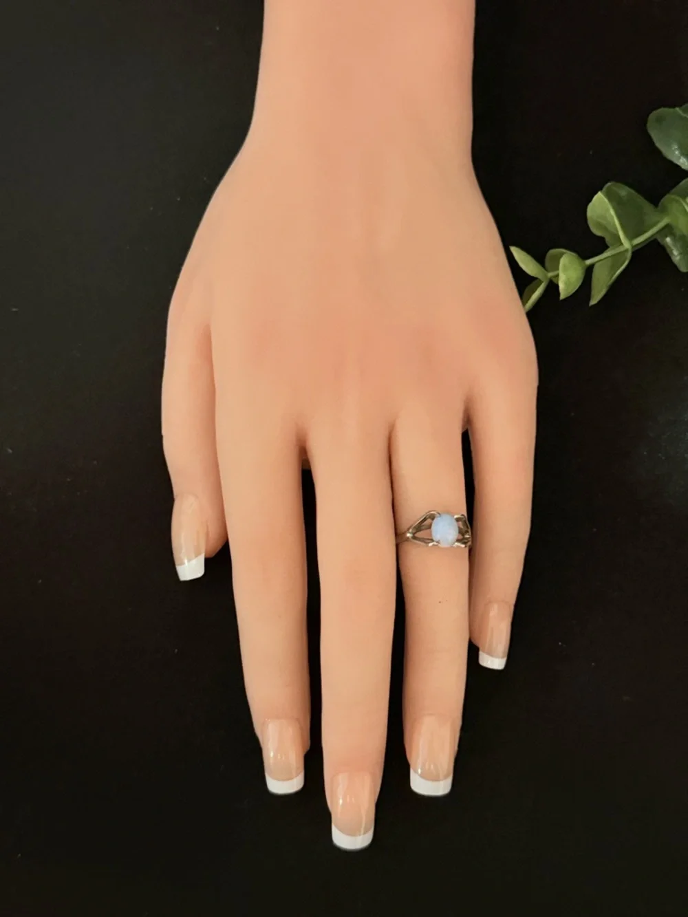 Silver Blue Opal Oval Ring‎